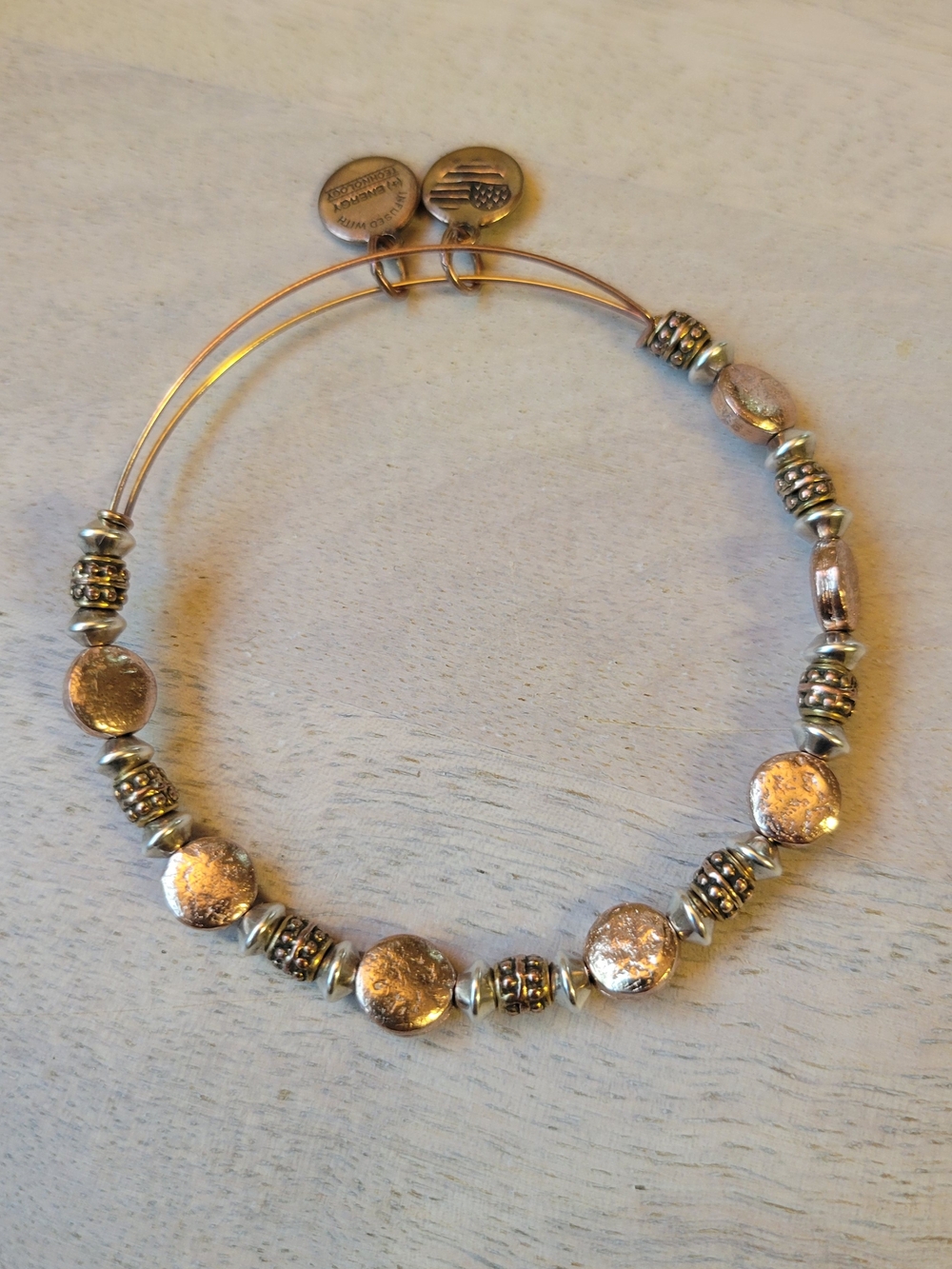 Alex and Ani Tri-Tone Beaded Expandable Bracelet